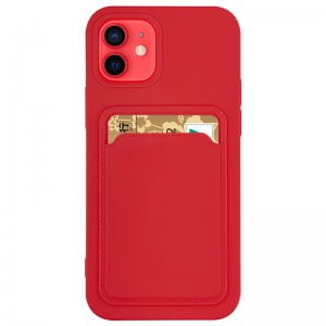 Silicone Card Holder Protection Case For iPhone 11 Pro in Red