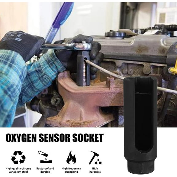 Oxygen Sensor Socket, 3/8" Drive x 7/8" (22mm) 6-Point O2 Sensor Socket with Side Wire Cutout Fits All Vehicle O2 Removal And Installation, CRV Steel Universal Puller O2 Sensor Removal Tool