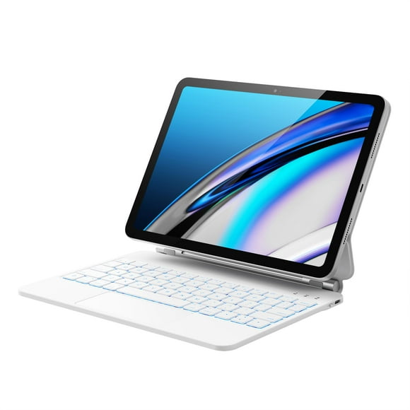 GreenLaw for iPad 11th(A16,2025)/10th(2022) Generation Case with Keyboard, Magic-Style Keyboard Stand, 7 Color Backlit, Stain-Resistant Surface, Multi-Touch Trackpad, White