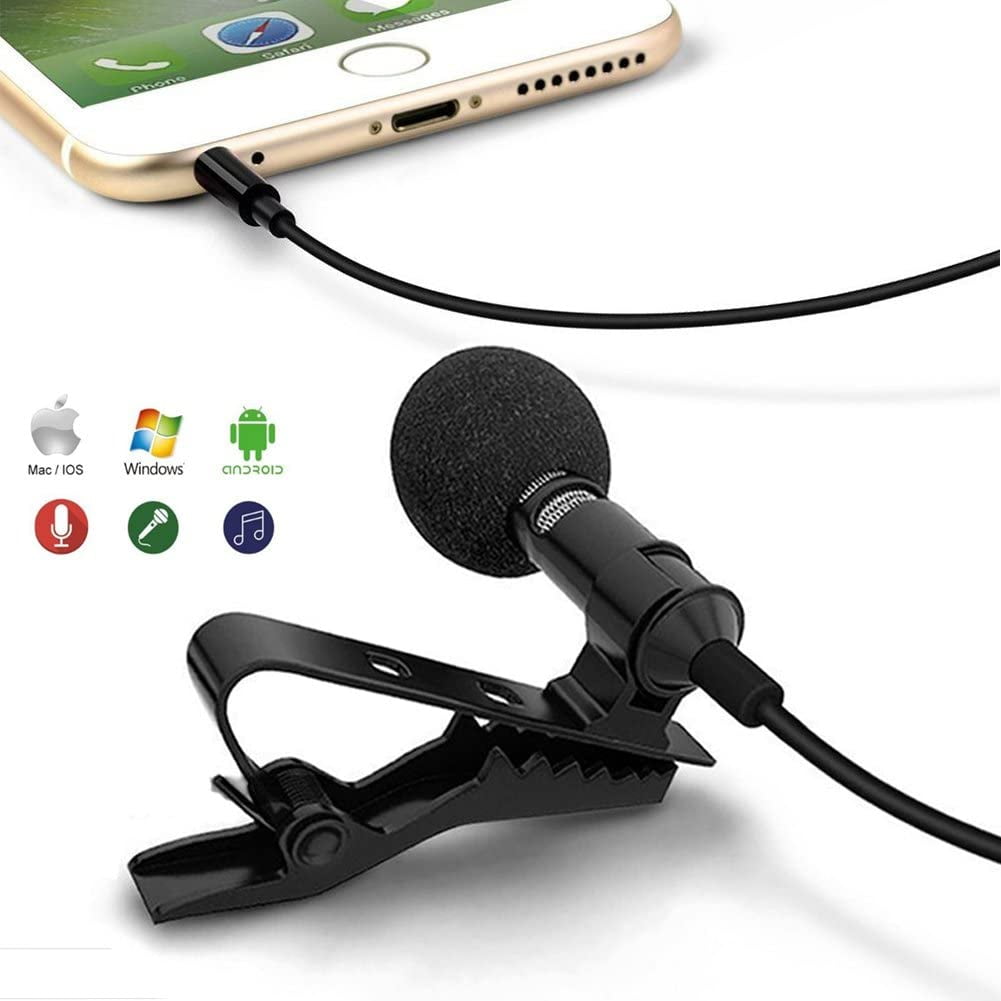 Alvoxcon Lavalier Microphone, Lapel Condenser Mic for Phone, SLR Camera
