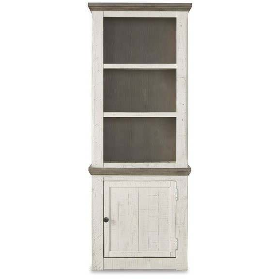 Signature Design by Ashley Havalance Right Pier Cabinet, Two-Tone Weathered Gray & Vintage White, Modern Farmhouse Storage