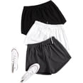 thumbnail image 3 of MakeMeChic Paquete de 3 pantalones cortos deportivos con cintura elástica y nudo frontal para mujer, 3 of 5