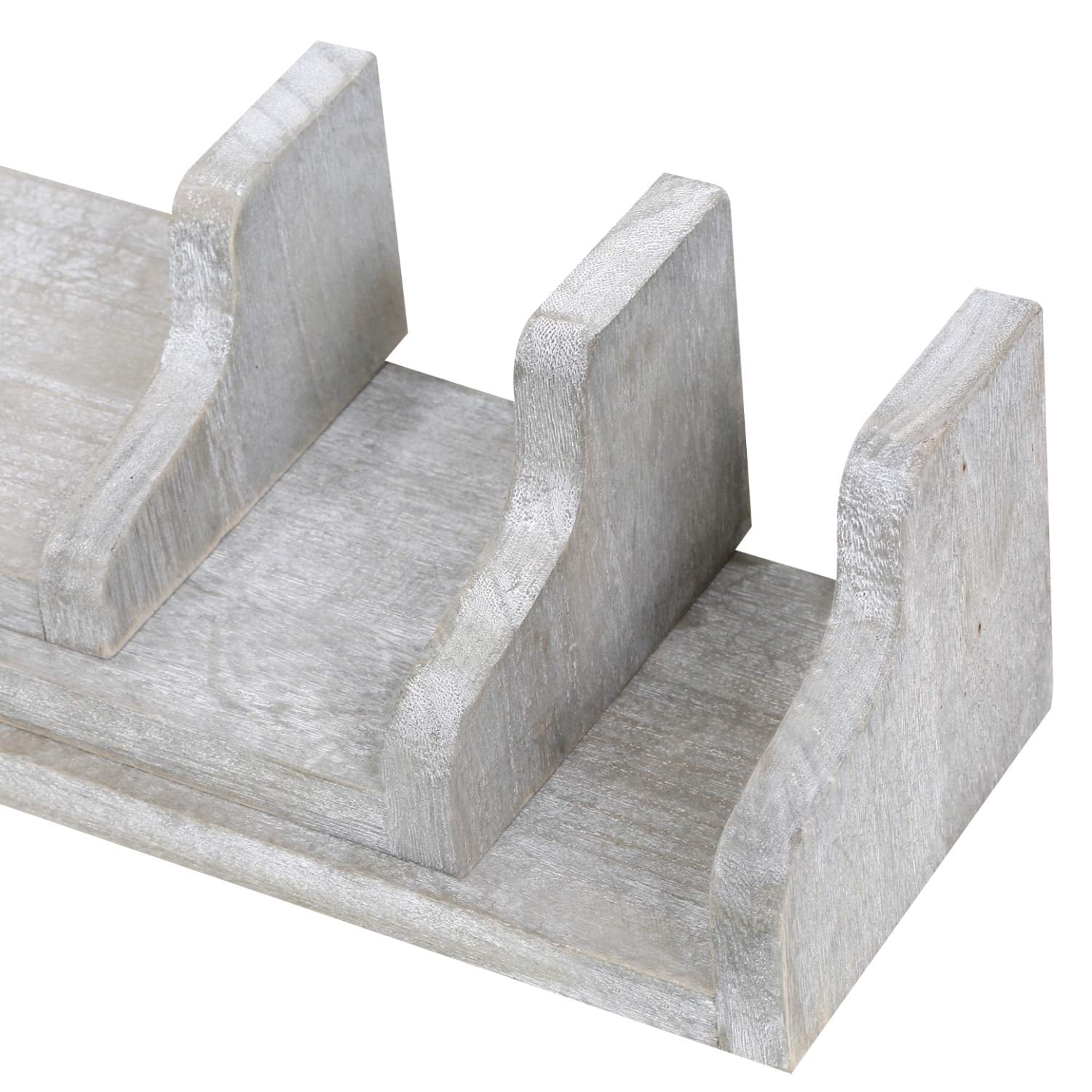 Wall-Mounted Floating Wall Shelves with Metal Brackets, Set of 3 - Rustic Gray