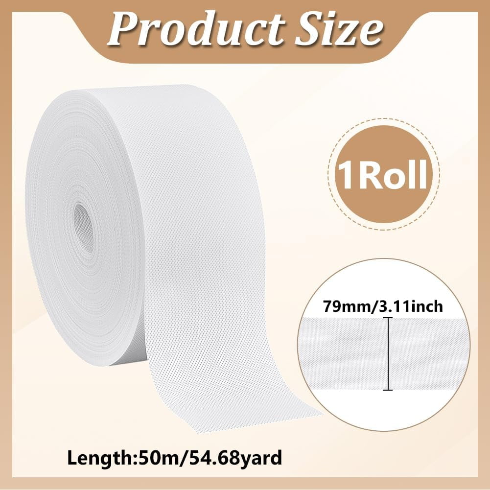55 Yards White Curtain Tape 4 Inch Wide Non Woven Cloth Sew-in Curtain Heading Tape