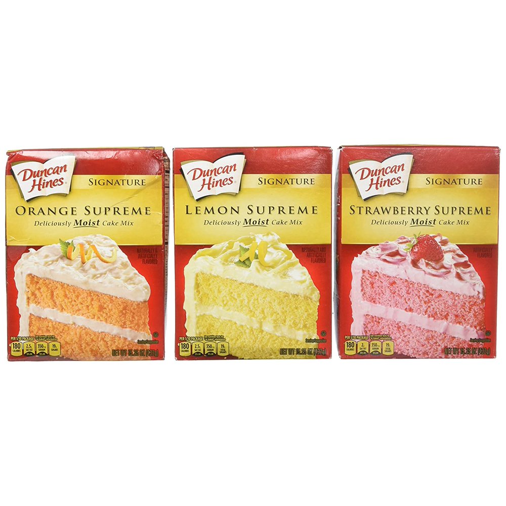 Duncan Hines Signature Cake Mix Bundle Strawberry Supreme, Orange
