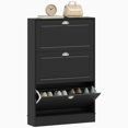 thumbnail image 1 of HOMCOM Narrow Shoe Cabinet with 3 Flip Drawers for Entryway, Black, 1 of 10