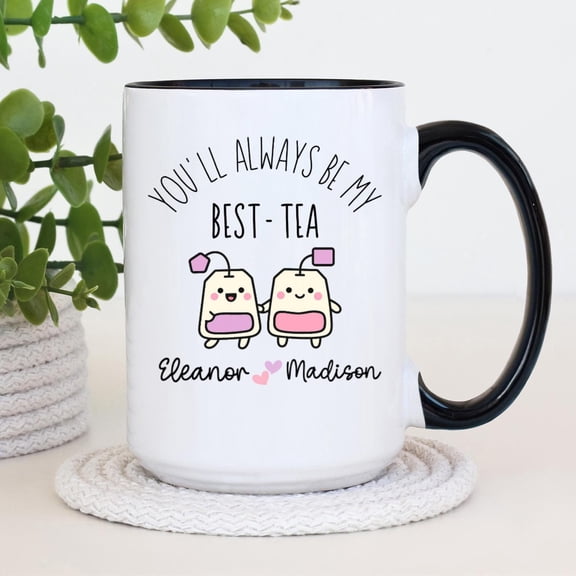 Best-Tea Coffee Mug | Personalized Best Friend Gift, Cute Tea Pun Cup, Matching BFF Set