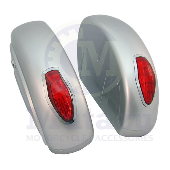 Mutazu Silver LN Universal Motorcycle Hard Bag Saddlebags & Free Mounting Kit
