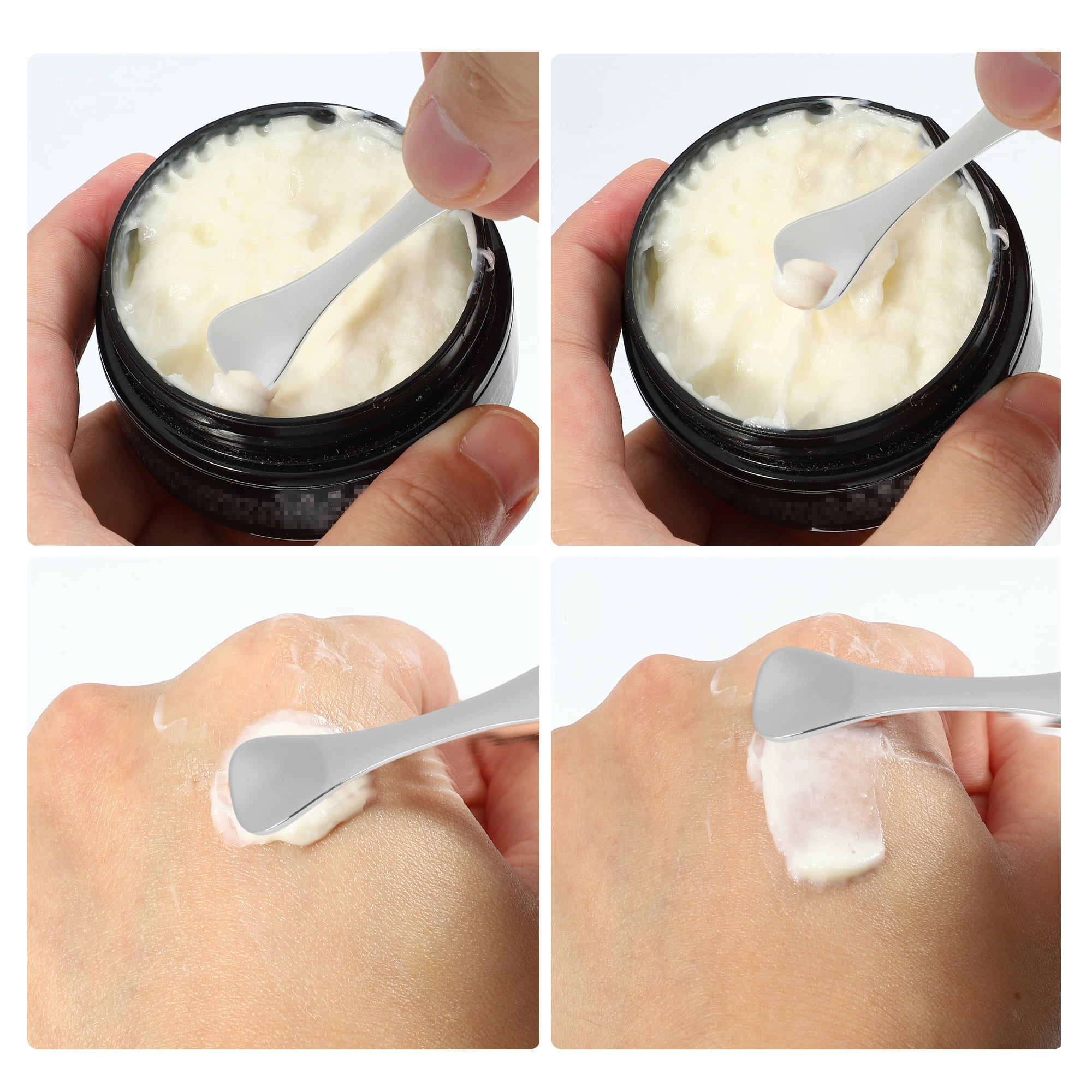 Unique Bargains Sturdy Mini Makeup Cosmetic Spoon 2pcs Silver Tone