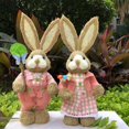 thumbnail image 1 of Par de conejos de paja de 35 cm, bonitos adornos de estilo retro, estilo Mori, decoración para el hogar, escenario, tienda, estilo pastoral, 1 of 6
