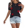 thumbnail image 3 of Short Sleeve Sweater for Women Tops Trendy Spring Summer 2025 Business Casual Outfits Knit Crewneck Shirt Blouses Black S, 3 of 7