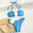 thumbnail image 6 of Joernso 2Pcs/Set Women Sexy Bikini Set 3D Flower Halter Bandeau Bra High Waist Briefs Set Quick Drying Swimsuit Bathing Suit, 6 of 8