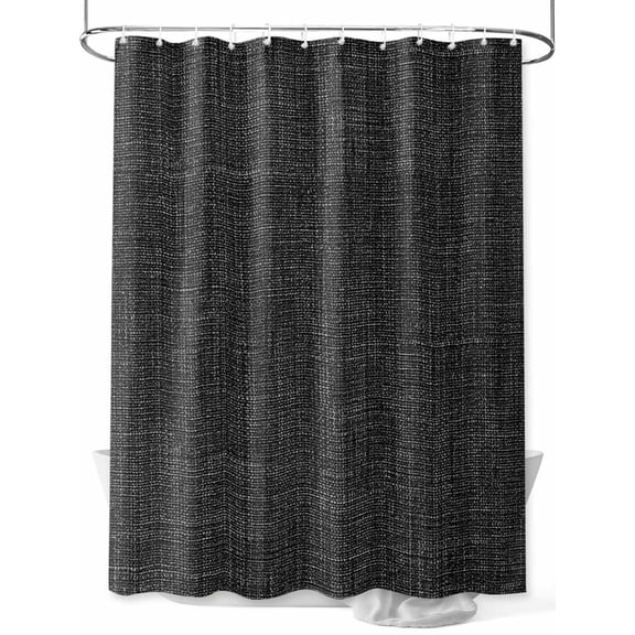 Fsddascl Black Burlap Texture Shower Curtain Set - 72" x 78" Washable Bathtub Curtain with 12 Hooks, Farmhouse Vintage Black Waterproof Fabric Stall Shower Curtains for Bathroom/Bathtub Décor