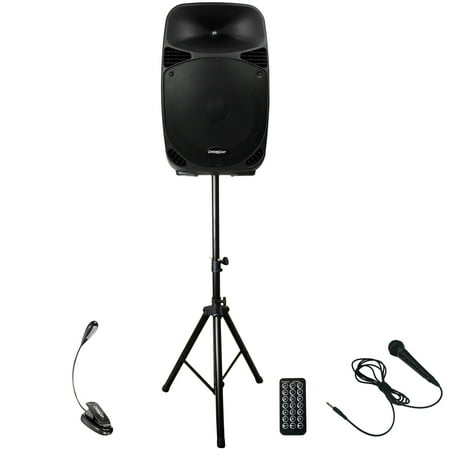 ChromaCast Portable PA 2 Channel Active 150Watt Sound System with Microphone, Stand & Clip On LED Light