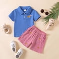 thumbnail image 2 of Linfrsh Toddler Newborn Baby Boy Outfit Sets Kid Summer Clothes Short Sleeve T-shirt Elastic Waist Shorts 2 Piece Short Set Summer Sleepwear for 12M 18M 24M 3Y 4Y Children(Blue,12-18 Months), 2 of 6