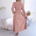 thumbnail image 4 of qafoshin Fall Pleated Dresses for Women V Neck Long Sleeve Midi Dress Waistband Classic Ruched Dress, 4 of 7