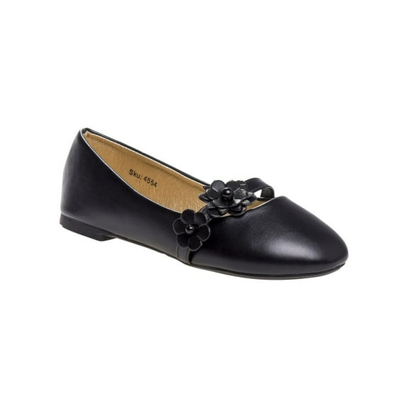 Kensie Girl Little Kids Ballerinas Flats , Black Smooth, 3