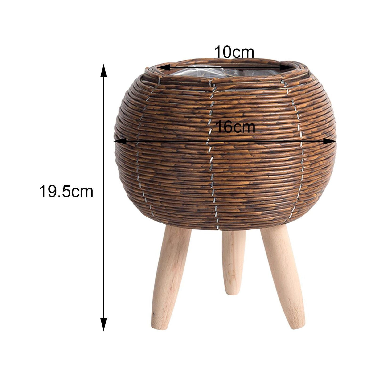 Woven Basket for Plant with Legs Basket Planter Flowerpot Rustic Rattan Basket Flower Pot for Balcony Apartment Drawing Room Decorations Ball Dark Brown
