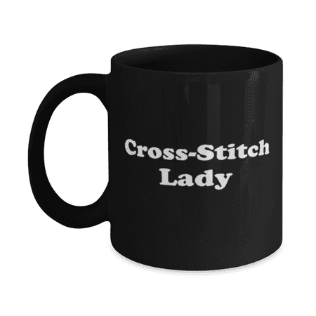 

Funny Cross-Stitch Lady Coffee Mug - Cross-Stitch Coffee Cup - 11oz Black
