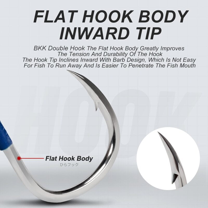 10 Pairs Cast Jigs Assist Hook Barbed Double Jig Hooks UV Glow Feather Fishhook