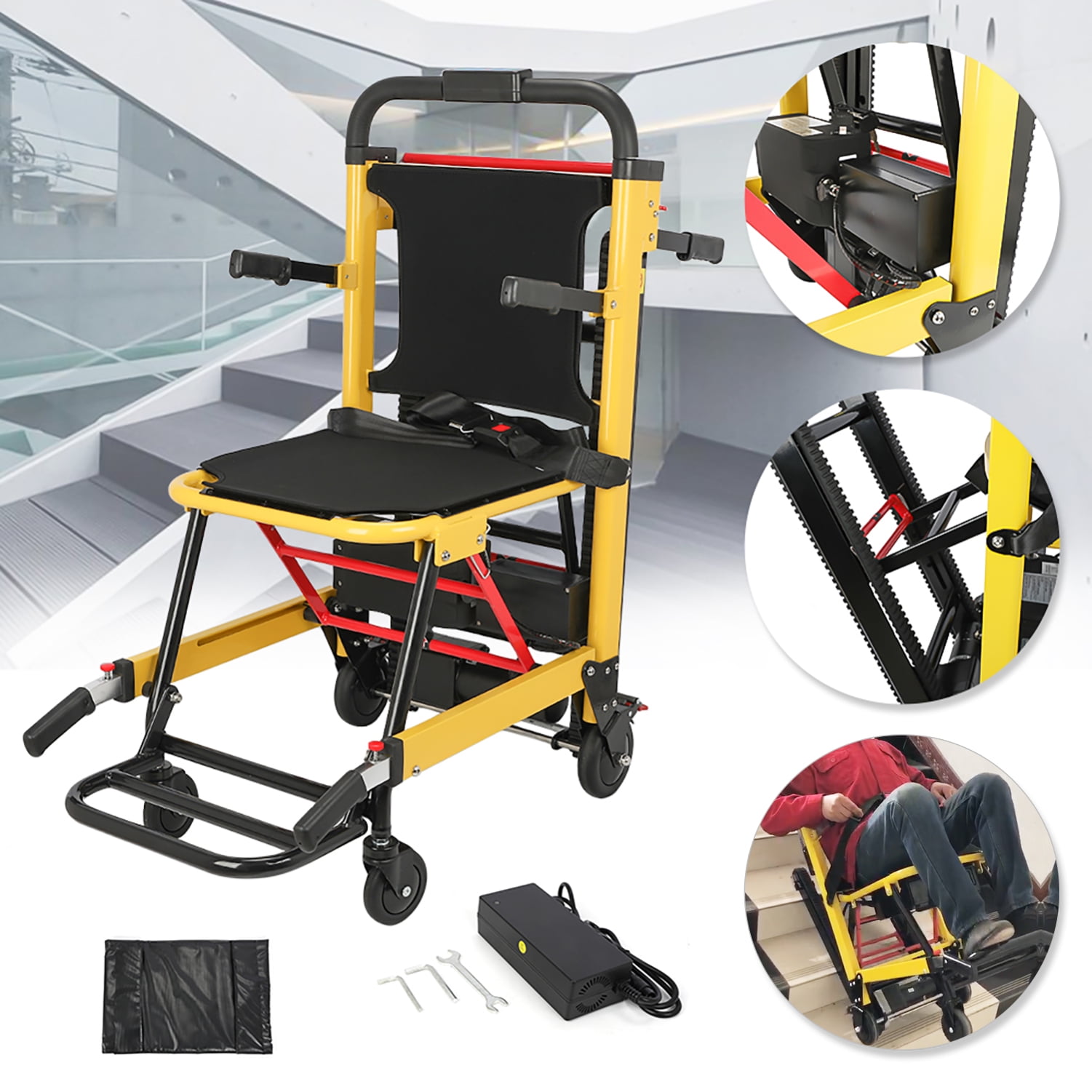 DIYAREA Portable Electric Chair Track Climbing Wheelchair, Assist
