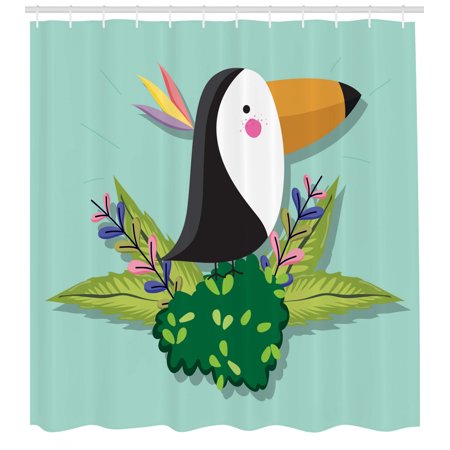 Forest Friends Shower Curtain Exotic Themed Cartoon Image Of