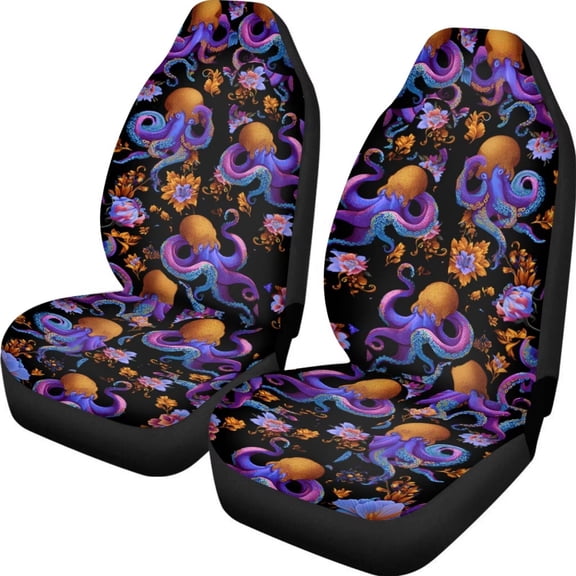 chaqlin 2 Pcs Car Front Seat Covers Octopus Auto Seat Protector Seat Cushion Full Cover Fit Most Car Truck SUV Van