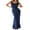 Navy, variant on Gureui Women Long Dress, Sleeveless Draped Neck Backless Lacing Slim Fit Dress for Party Cocktail Evening