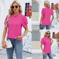 thumbnail image 4 of Baywell Womens Fashion Tops Crewneck Sexy Patchwork Lace Short Sleeve Tee Shirts Casual Knitted Blouses S-2XL, 4 of 9