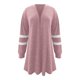 thumbnail image 5 of Cárdigan Umfun para mujer, liso, largo, tejido a rayas, con estampado, para vestidos, tops, ligero, con dobladillo alto y bajo, manga larga, rosa, talla M, 5 of 5