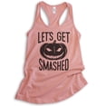 thumbnail image 1 of Let's Get Smashed Tank Top, Ladies Racerback Tank Top, Halloween Tank, Pumpkin Tank, Desert Pink, Medium, 1 of 3