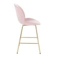 thumbnail image 3 of LOTUS GOLD STOOL (SLIM SEAT) Soft Velvet Upholstery Gold Metal Legs in Pink SET OF 2, 3 of 7