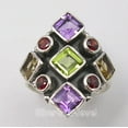 thumbnail image 3 of 925 Solid Silver Genuine Multistone Multicolored Oxidized Ring Size 7 Bijoux, 3 of 3