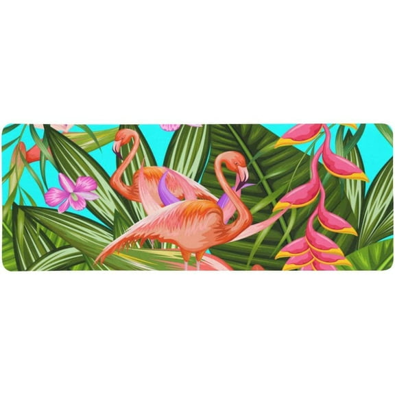 ZHANZZK Elegant Exotic Tropical Background with Flamingo and Flowers Extra Extended Large Gaming Mouse Pad Mat Desk Pad Keyboard Mat 31.5x12 inch