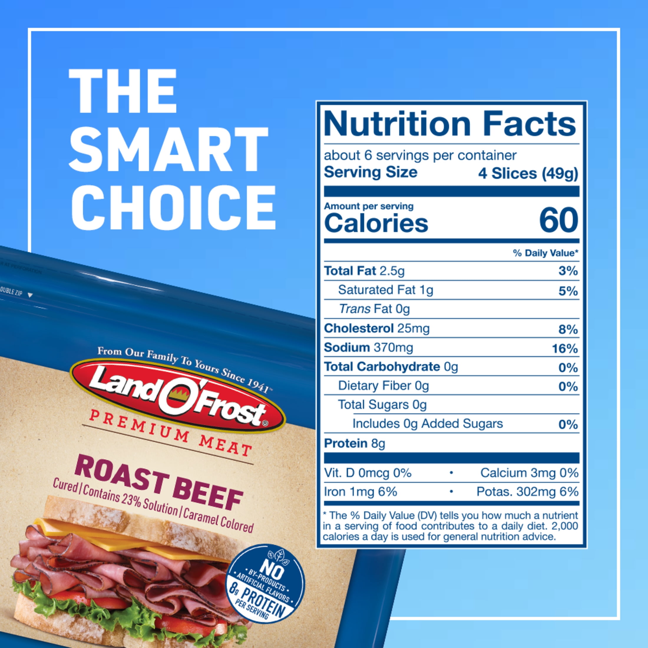 Land O'Frost Premium Sandwich Sliced Deli Lunch Meat, Roast Beef, 10 oz Resealable Pouch