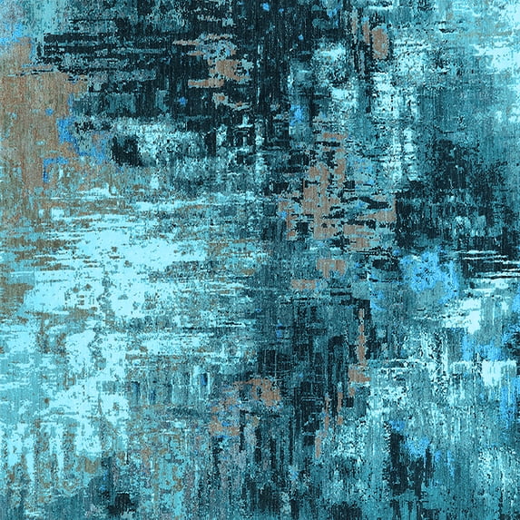 Ahgly Company Indoor Square Oriental Light Blue Industrial Area Rugs, 6' Square