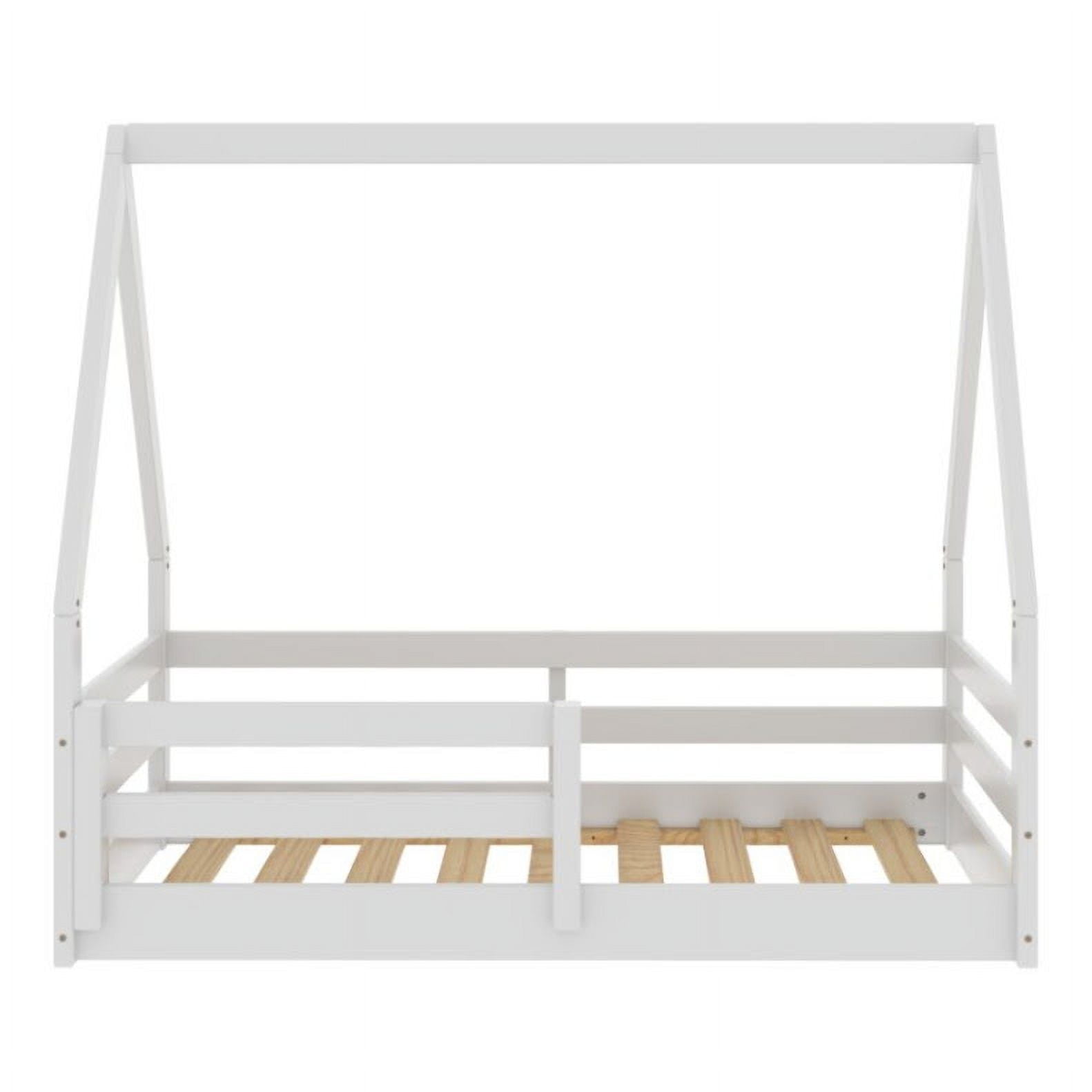 From the Tree Furniture Toddler House Bed with Guardrails, White, Solid Pine Wood