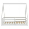 thumbnail image 4 of From the Tree Furniture Toddler House Bed with Guardrails, White, Solid Pine Wood, 4 of 6