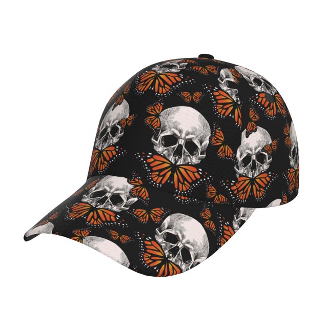 Balery Butterfly Skull Gorra de béisbol de tamaño ajustable para correr, entrenar y actividades al aire libre. Gorra de papá para todas las estaciones.