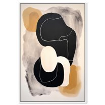 Milk Butterscotch And Dark Chocolate Brown Earthy Abstract Canvas Wall Art by Art Remedy, White Floater Frame, 36"x54"