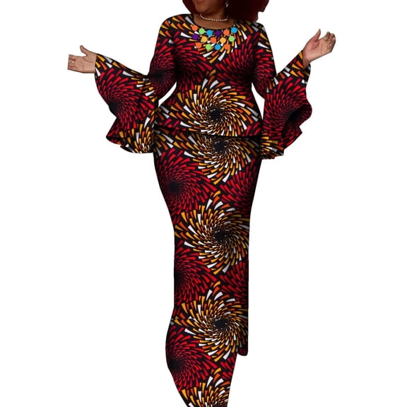 BintaRealWax African Women's Skirt Two Piece Chest Colorful Jewelry Decoration Batik Pure Cotton Cloth