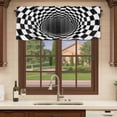 thumbnail image 6 of 2 Pack Valances for Window, 3D Optical Illusion Short Curtains for Kitchen Bedroom Living Room, Black White Checkered Plaid Visual Trap Rod Pocket Small Window Treatment Valance Drapes 42 x 12 Inch, 6 of 8