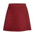 thumbnail image 5 of Red Black Plaid Skirt Women Lines Print Elegant Mini Skirts Spring High Waist Graphic Big, 5 of 6
