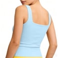 thumbnail image 2 of yillto Womens Crop Tank Square Neck Strappy Tops Cute Layered Workout Summer Casual Basic Tight Tee, 2 of 5