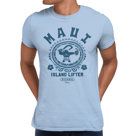 Disney Moana Maui Island Lifter Oceania Men's T Shirt (Light Blue, S-XXXL)