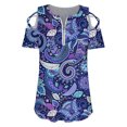 thumbnail image 4 of Puntoco Blusas de manga corta con estampado de verano para mujer con tiras y hombros descubiertos Puntoco Puntoco-3661, 4 of 5