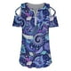 thumbnail image 4 of Puntoco Blusas de manga corta con estampado de verano para mujer con tiras y hombros descubiertos Puntoco Puntoco-3663, 4 of 5