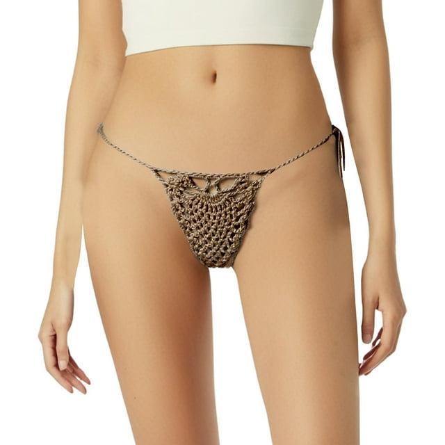 Shorts d'Été pour Femmes Couleur Unie Mode Rétro Style Plage Tissé Fleur Bouton Creux Maillots de Bain