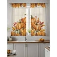thumbnail image 4 of Thanksgiving Fall Sheer Curtains 63 inches Long, Pumpkin Watercolor Maple Leaves Linen Light Filtering Sheer Window Curtains Rod Pocket Voile Drapes for Bedroom Living Room, 52"W x 63"L 2 Panels, 4 of 7