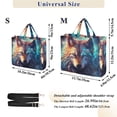 thumbnail image 3 of Wolf Head Blue Corduroy Tote Bag Handbag Large Messenger Bag Shoulder Crossbody Zipper Bag Purse, 3 of 8